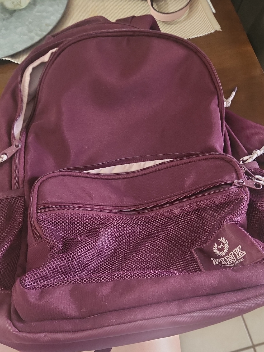 PINK Victoria's Secret Plum Backpack with Mesh Pocket